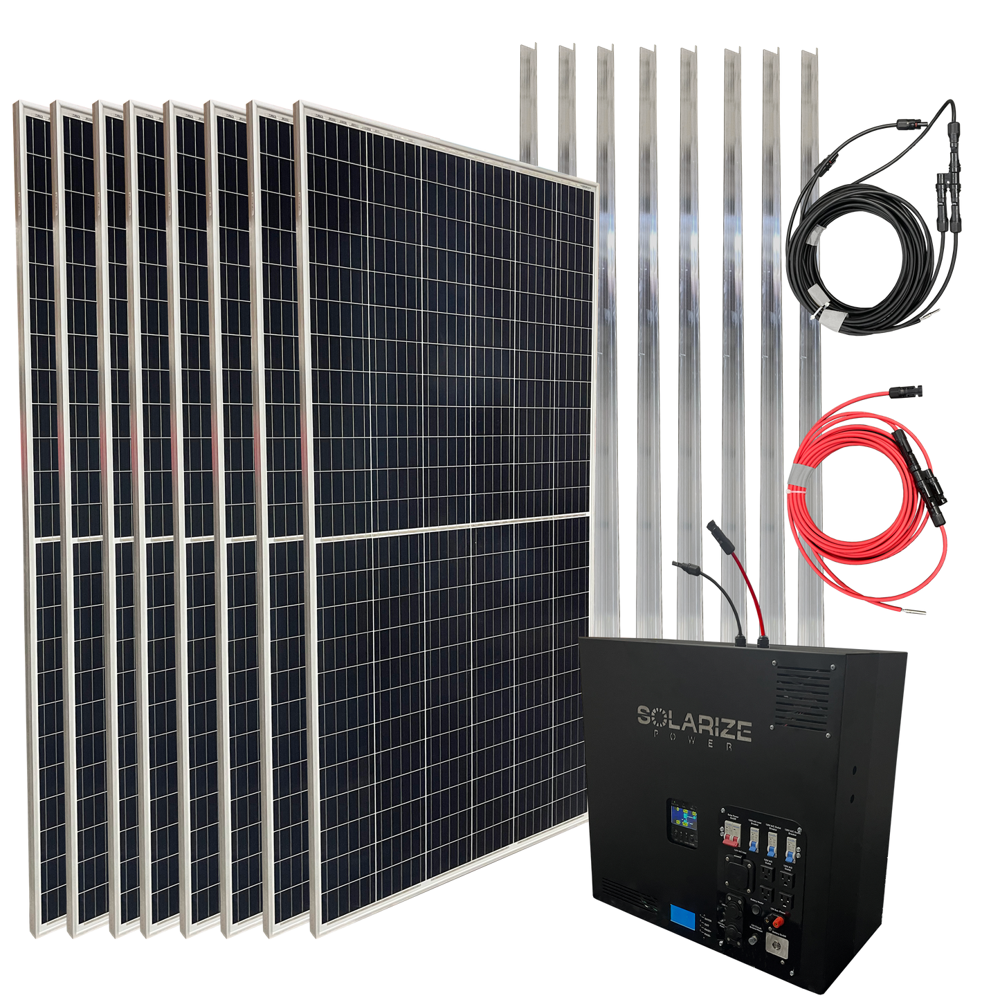 Trailer Solar Power System with 8 Solar Panels (full package: 8 Solar Panels, Cabinet Generator Battery unit)