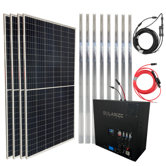 Trailer Solar Power System with 4 Solar Panels (full package: 4 Solar Panels, Cabinet Generator Battery unit)